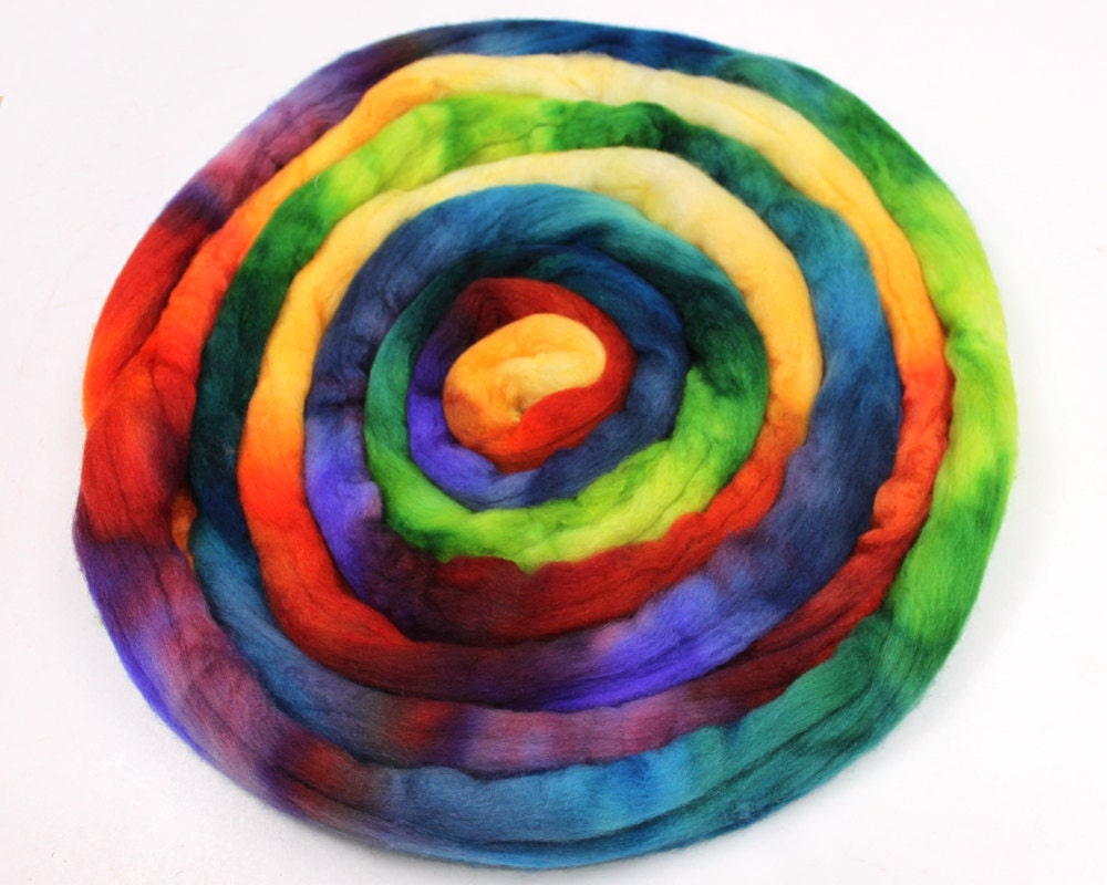 Polwarth Wool / Silk Roving - Hand painted Felting or Spinning Fiber