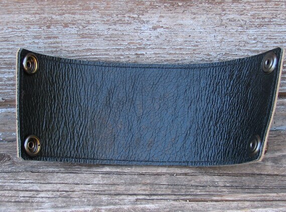 Black and Brown Leather Skull Cuff