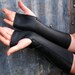 Long Black Leather Steampunk Fingerless Gloves
