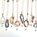 long geode slice necklace with pyrite chunks