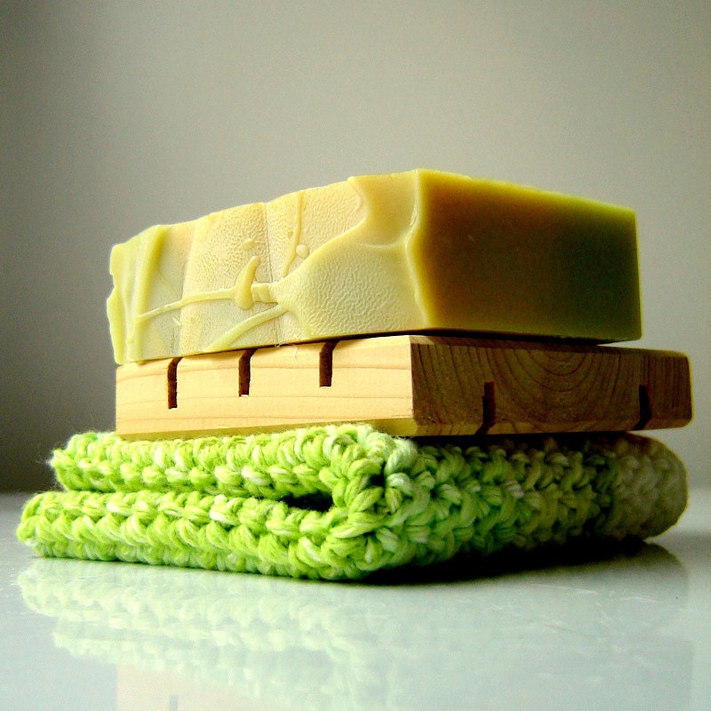 Soap-Cloth-Deck Gift Pack -cedar soap deck, crochet washcloth, handmade soap -your choice of scents Men's Fathers Day Gift