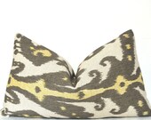 On Both Sides - Pillow Cover - Decorative Pillow - Throw Pillow - Lumbar Pillow - Ikat Print - 12x20 in - Yellow - Gray - Neutral