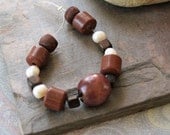 Assorted Wood and ceramic beads with pearls,  Bead Destash 15 pieces