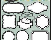 Basic Labels and Frames Clipart for tags, cards, stationary, invitations, scrapbooking and all paper crafts