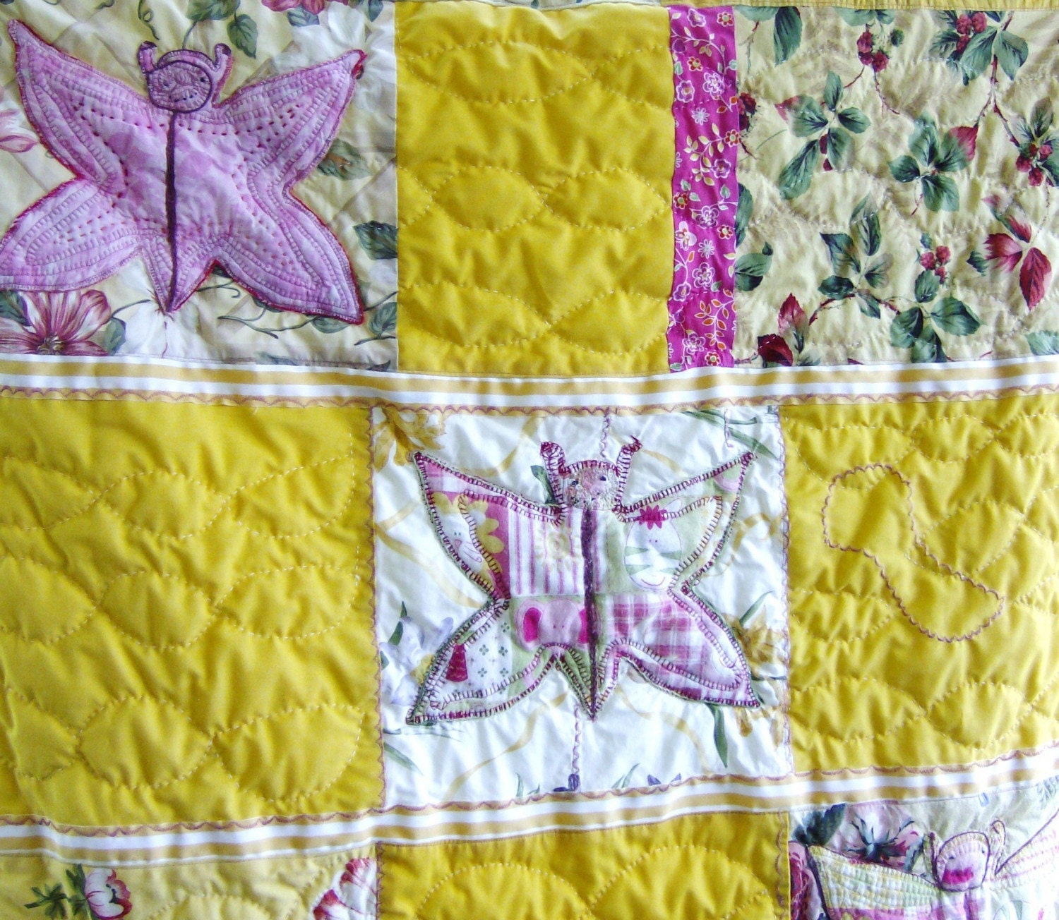 Handmade Quilt Cottage style Recycled Eco friendly Primitive Patch Patchwork