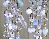 Earrings Dangle Chandelier Shells Gemstones Sea glass Bohemian jewelry Wedding jewelry Bridal jewelry Boho Gypsy