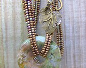 Necklace Beaded jewelry Herringbone beadweaving Green agate gemstone Weddings Bridesmaid jewelry Ethnic Statement Strand