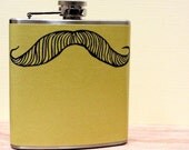 6 oz Stainless Steel - The Illustrated Mustache Flask (TM) - Doodle Series