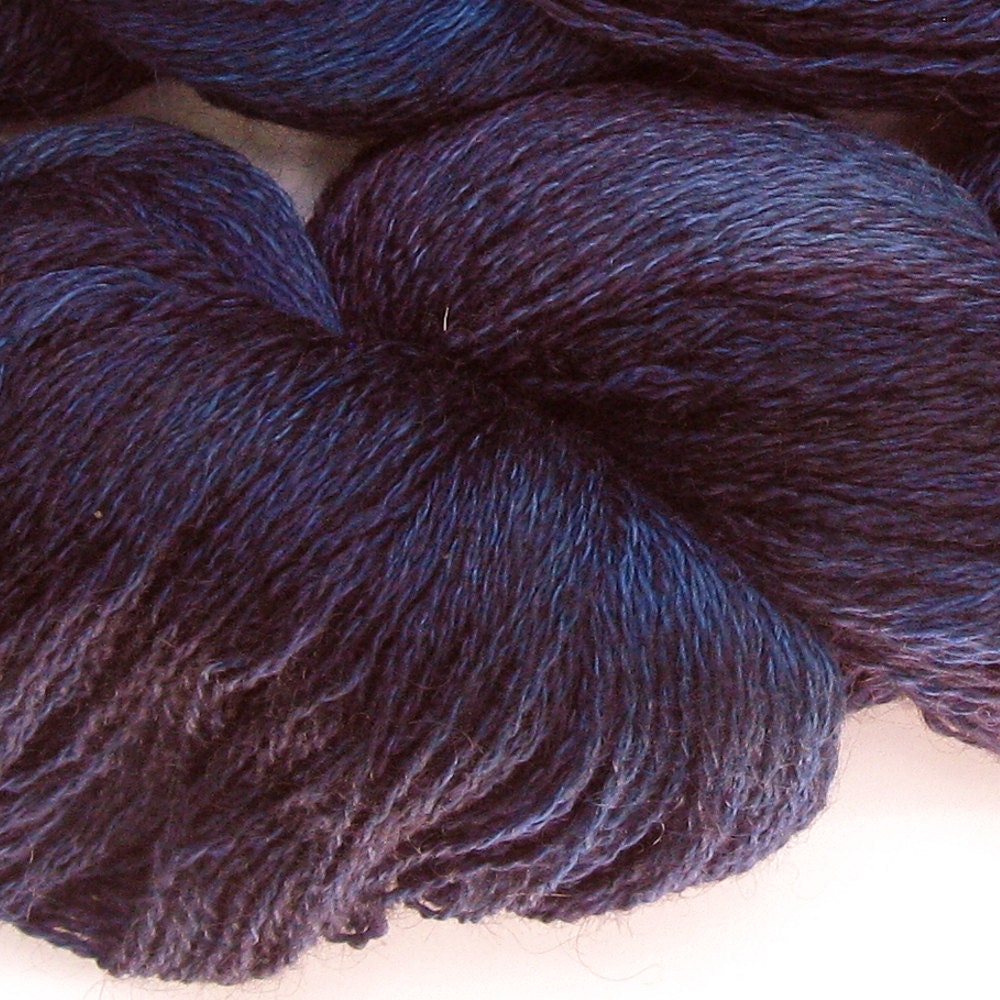 Lace weight yarn kid mohair merino 2ply, 100g, 900yds: Midnight Blues 2