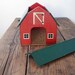 vintage red toy barn