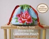 A 60-min INSTANT DOWNLOAD PDF Bag Sewing Pattern And Tutorial - Perfect Size Reversible Lunchtime Pouch