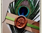 50 Custom Designed MARY Peacock Themed Wedding Invitations