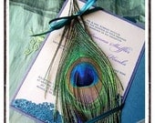 75 Custom Designed DEANNA Lovebirds Peacock Themed Wedding Invitations