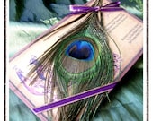 50 Custom Designed MERCEDES Vintage Peacock Themed Wedding Invitations
