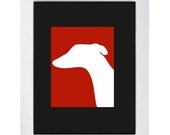 Red Greyhound Silhouette Modern Dog Art Print 8x10