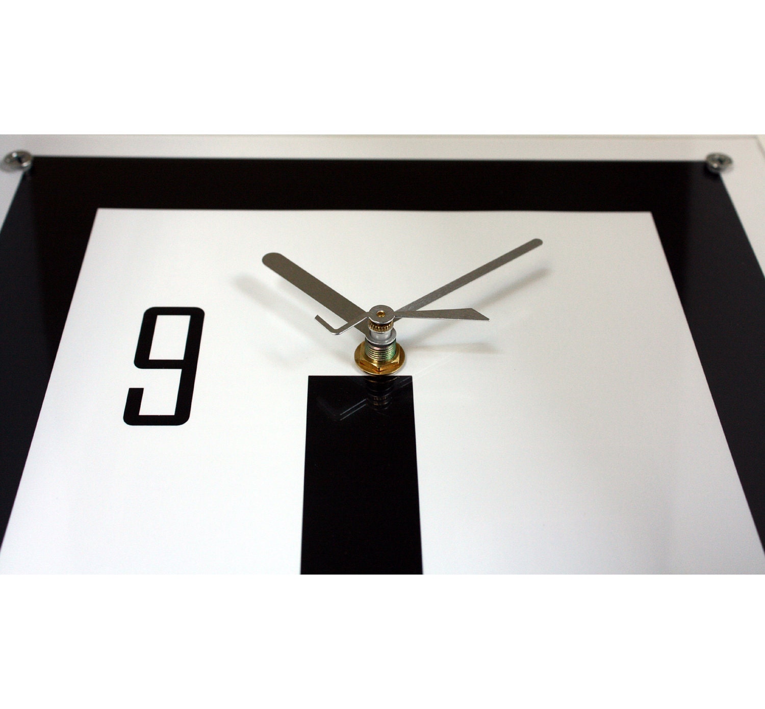 Modern Urban Clock : Avant Garde White and Black Number Two