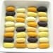 32 felted wool pebbles (dark gray and yellow shades)