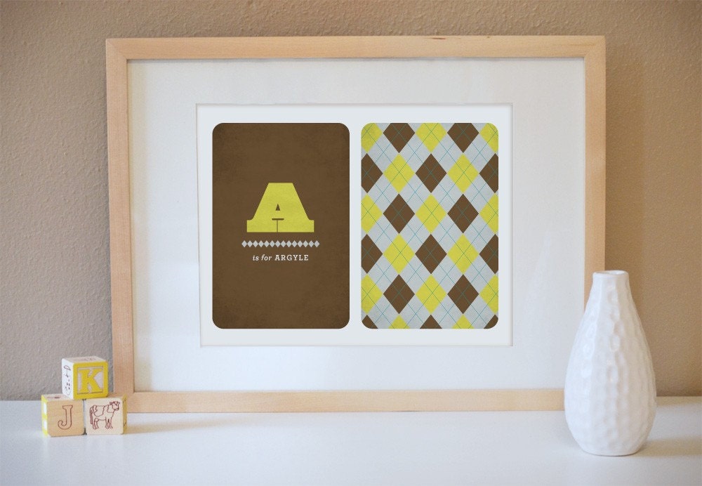 A is for Argyle Alphabet Art Print