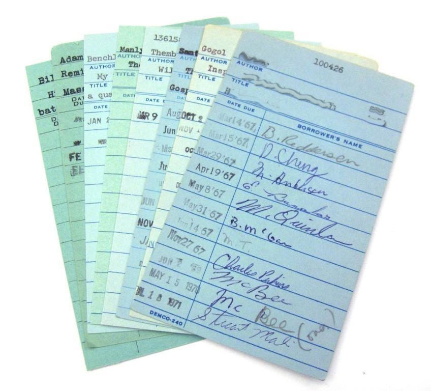 Vintage Library Check Out Cards in Blue - Lot of 15