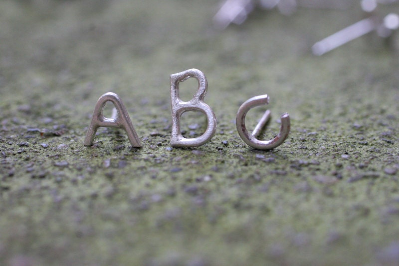 Alphabet letter stud earrings in Sterling Silver