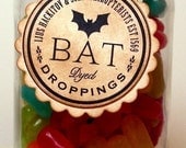 Vintage Halloween Tags/Labels-Dyed Bats Droppings-Set of 6