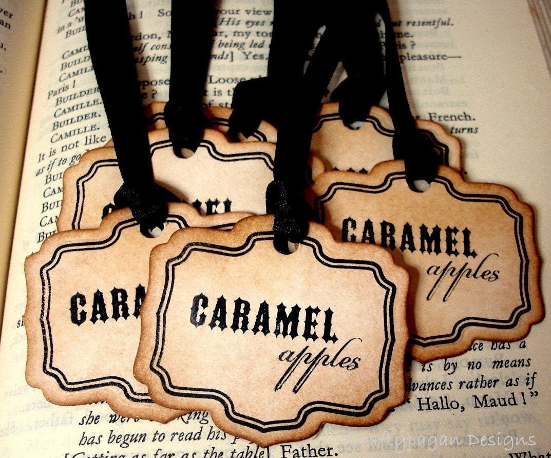 Caramel Apples Halloween Vintage Style Labels/Gift Tags SET of 10