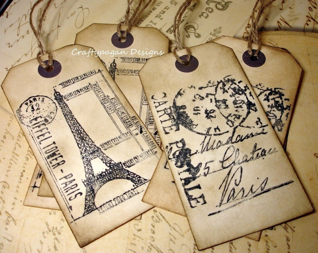 French Luggage Tags x 6 Travel Tags/Labels Destination Wedding