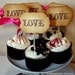 Love Cupcake Toppers/Food Pick-Perfect for Weddings-SET of 12-Choice of Ribbon Colour