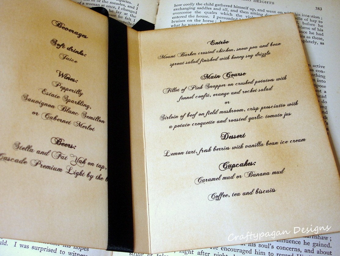 Wedding Menu or Order of Service Music Notes by Craftypagan Designs