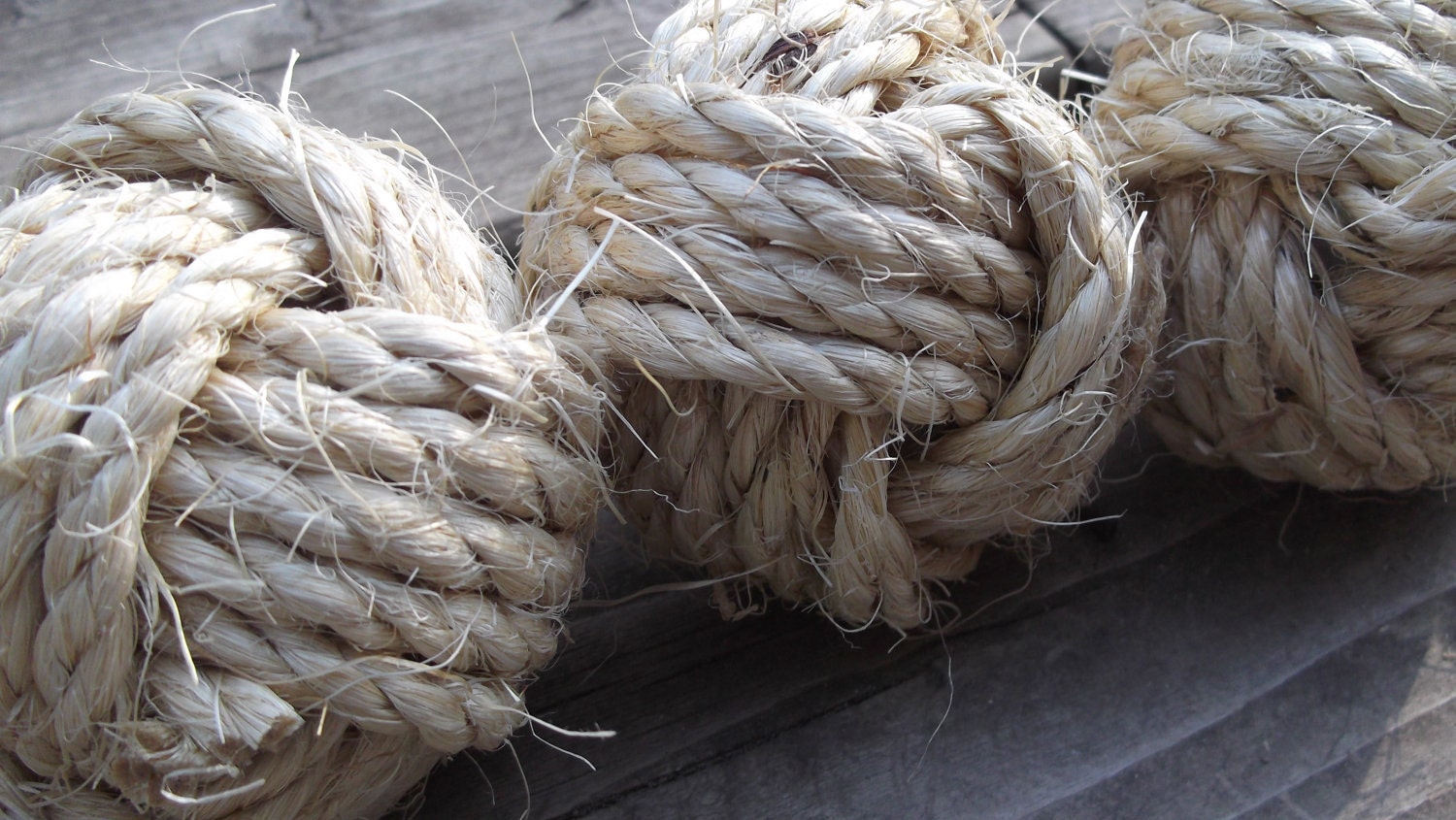 Nautical Decor, Rustic Decor - Knot Bowl Fillers - Sisal - 3 monkey fist knots