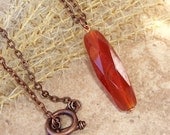 Healing Red Agate Pendulum Necklace With Copper Chain