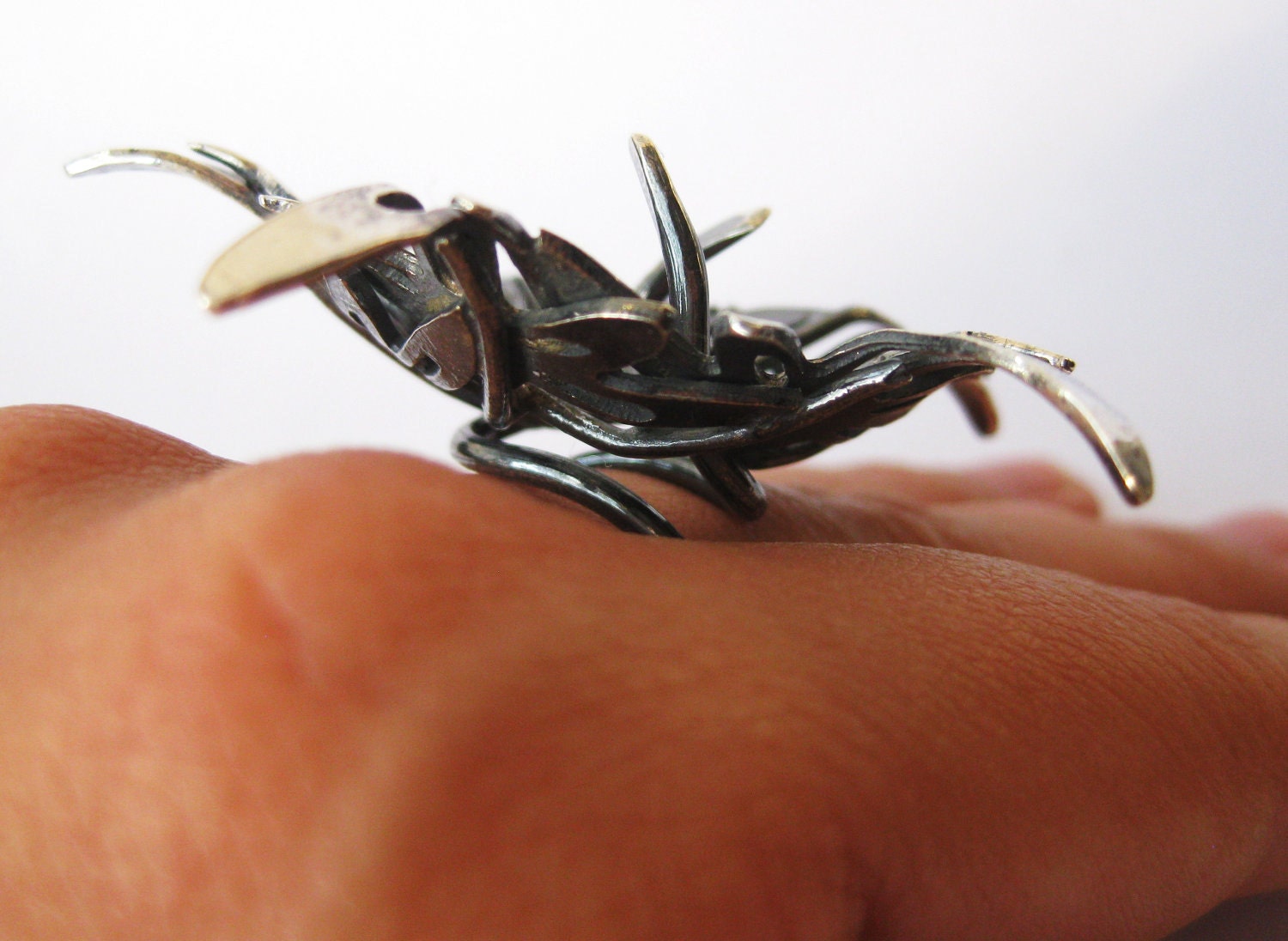 Star dragonfly flower cocktail ring