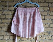Vintage Half Apron / Pink and White Smocked Gingham RicRac Trim