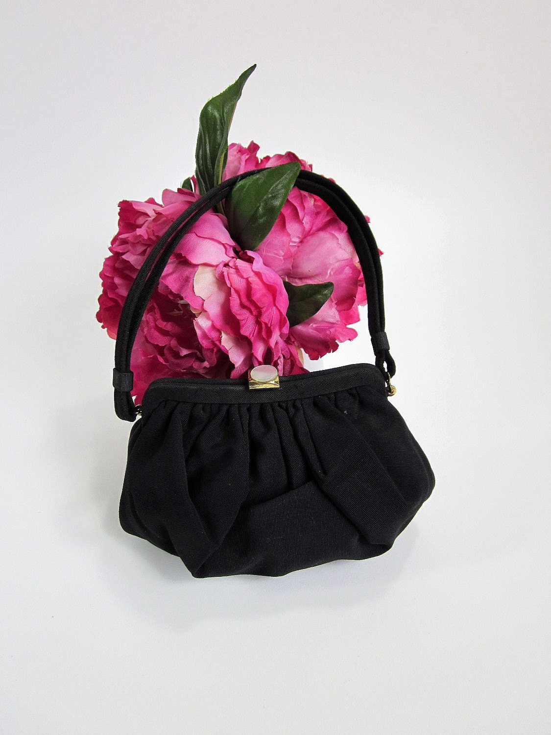 Petite Vintage Black Pleated Purse with Matching Coin Purse