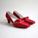 reserved for shannon // Red Satin and Pearls Biscayne East Collection Pumps 60s / size 8.5M