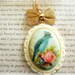 Blue Bird with Crown in Frame Long Necklace