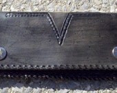 SALE  Handtooled Antique Black Biker Wallet with Star