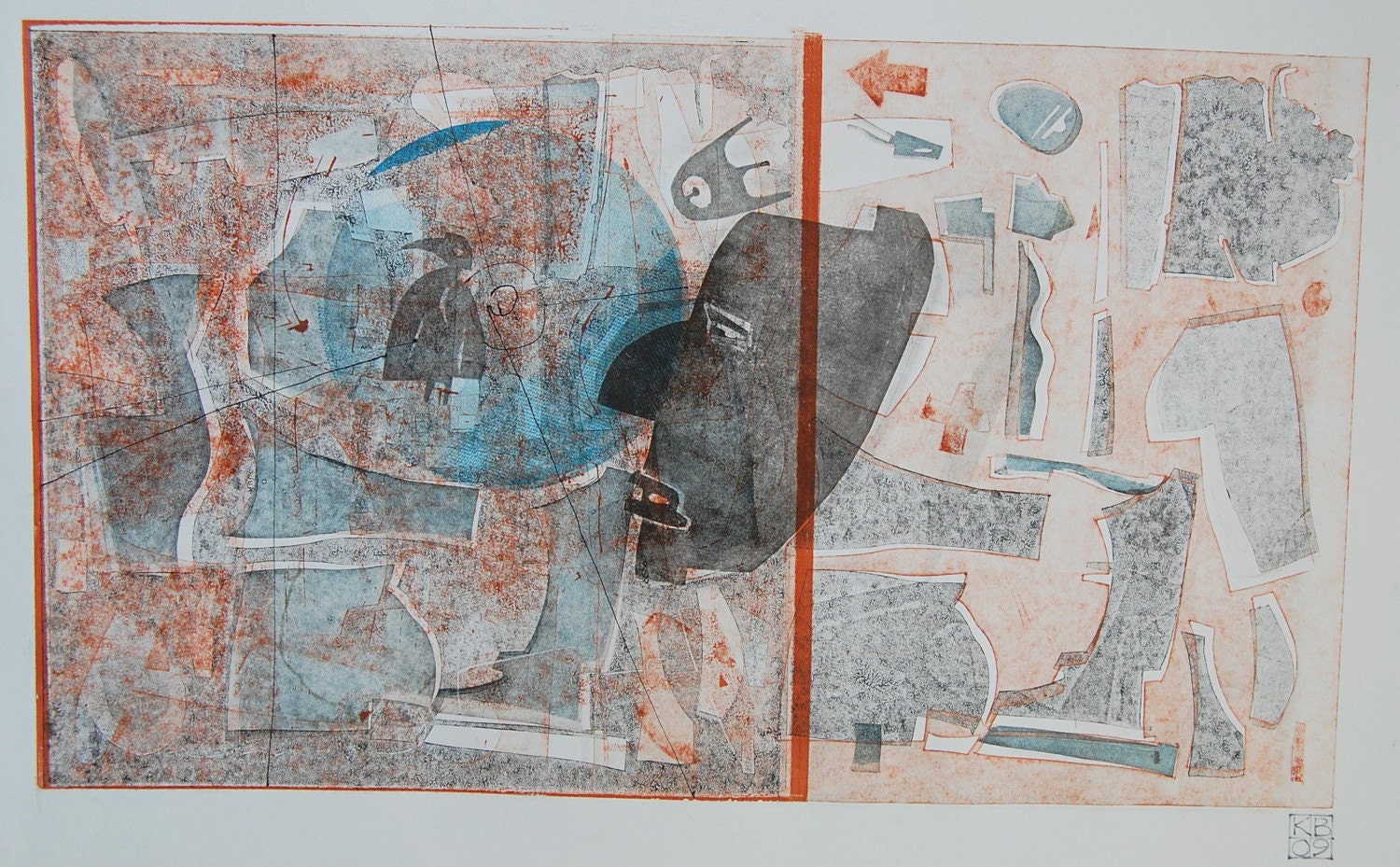 Modern Art Monoprint : FaceTheMusic2