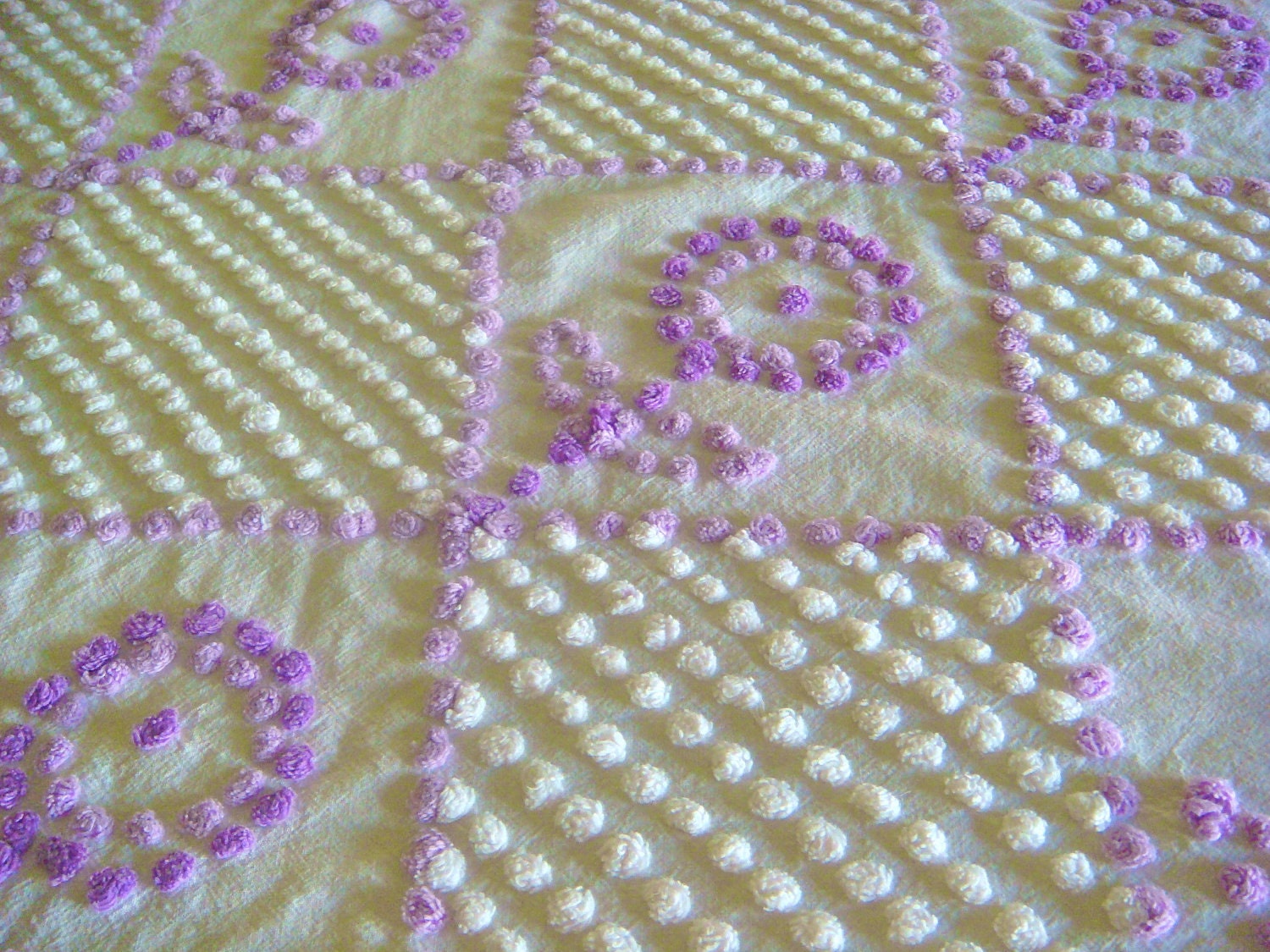 Lavender Handmade Candlewick Vintage Chenille Fabric