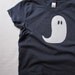 Halloween Toddler T-Shirt, Spooky Appliqued Cotton Ghost, Navy Blue Tee, Boy Or Girl