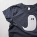 Halloween Toddler T-Shirt, Spooky Appliqued Cotton Ghost, Navy Blue Tee, Boy Or Girl