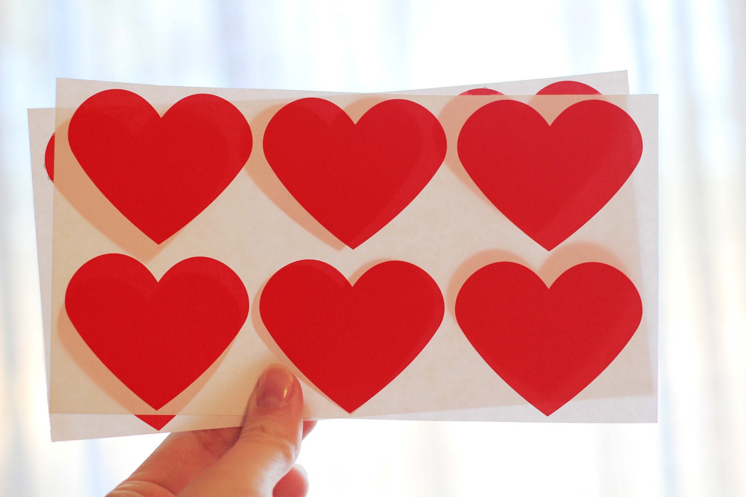 Large Heart Stickers - Lovely Red - 24 Stickers