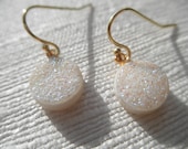Small white druzy earrings - gold earrings - white earrings - white drusy - D R U Z Y