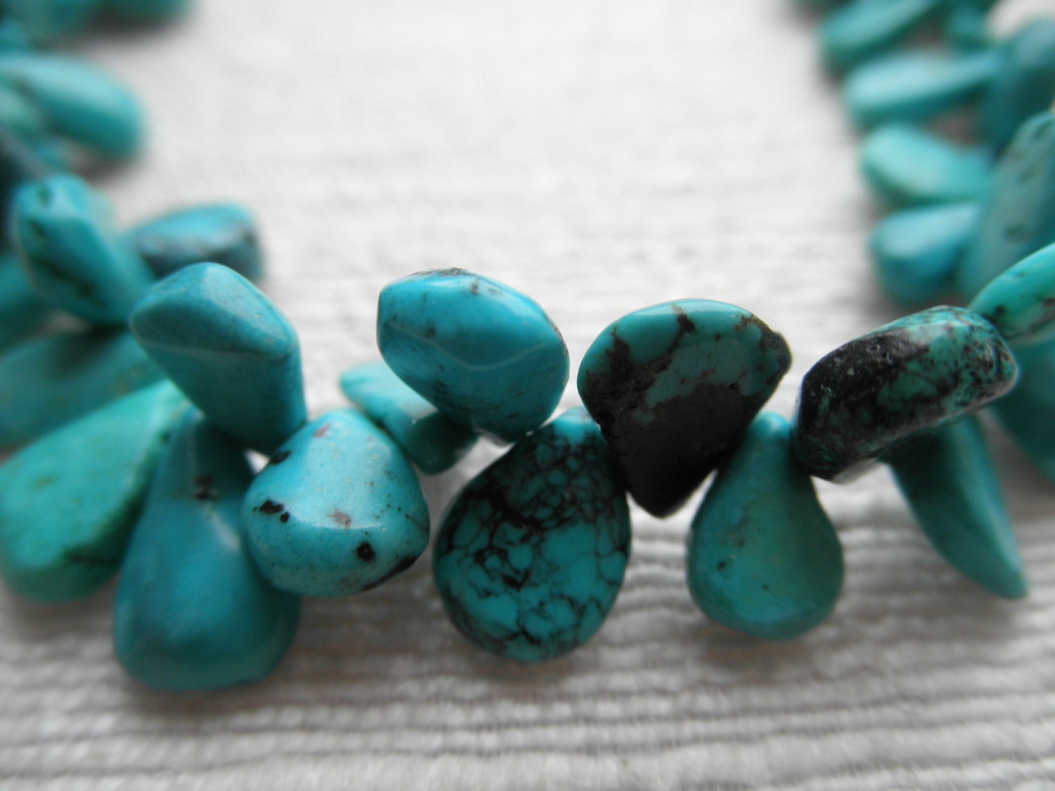 Turquoise necklace - teardrop cluster - JUST FOR FUN