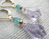 Lavender Swarovski crystal earrings - apatite earrings - gold earrings - L A U R E N