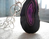 Navy blue agate necklace - agate necklace - blue necklace - purple agate - silver necklace - D R U Z Y