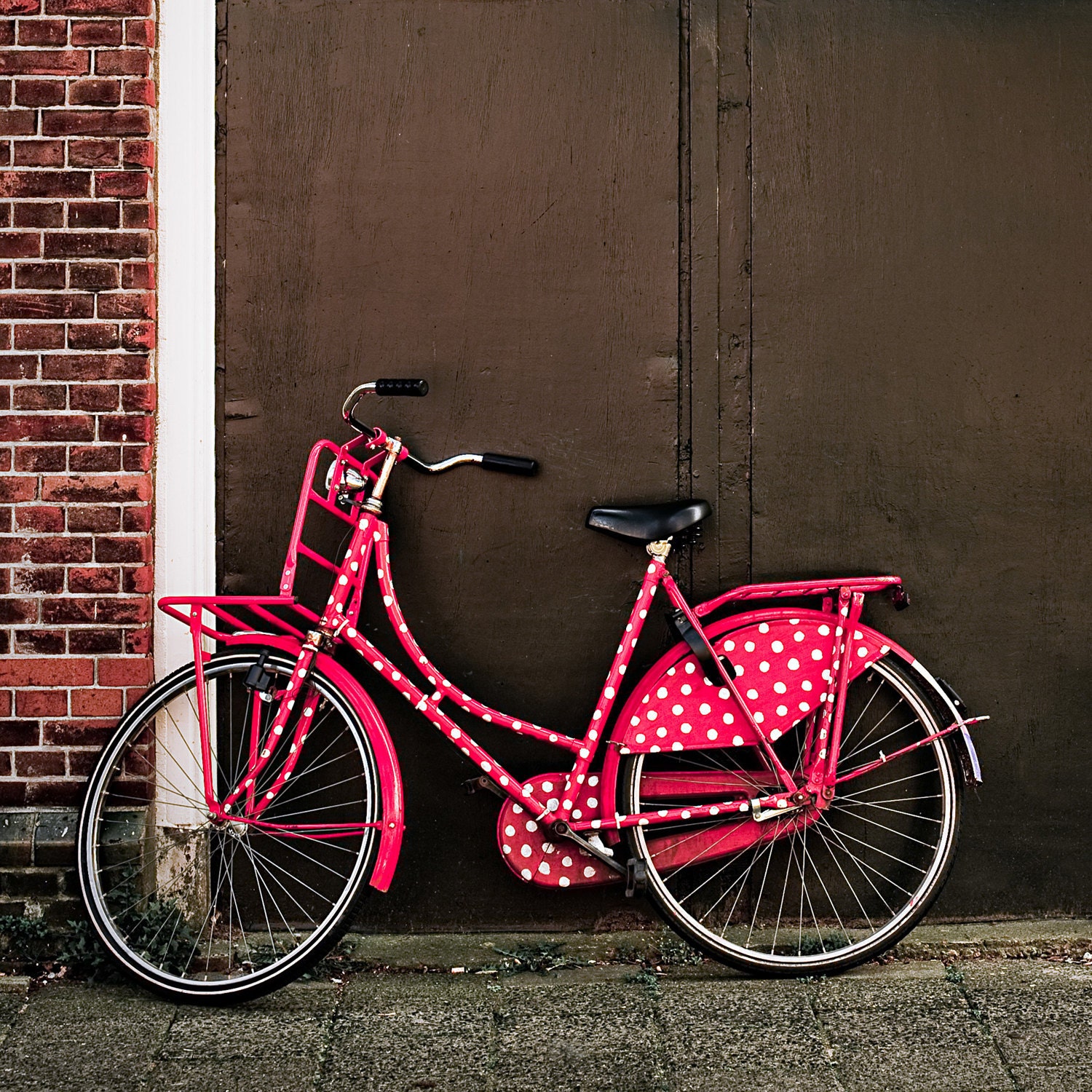 Polka Dot Bike - Fine Art Photo on 5 x 5  Bamboo Plywerk Panel