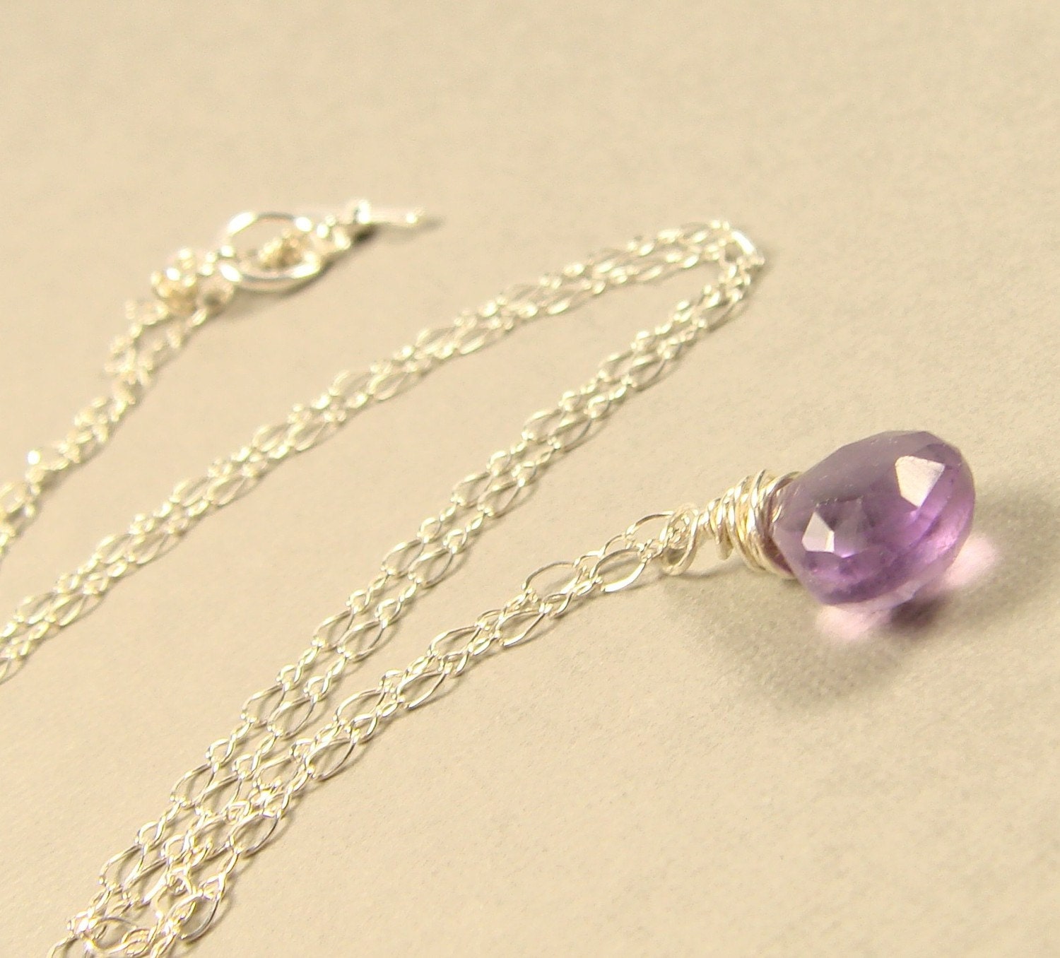 divine purple drop faceted amethsyt necklace // february birthstone // bridal bridesmaid wedding jewelry
