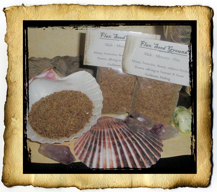 Flax Seed Ground 1.5 oz - organic dried herb - money, protection, Norse, and psychic spells