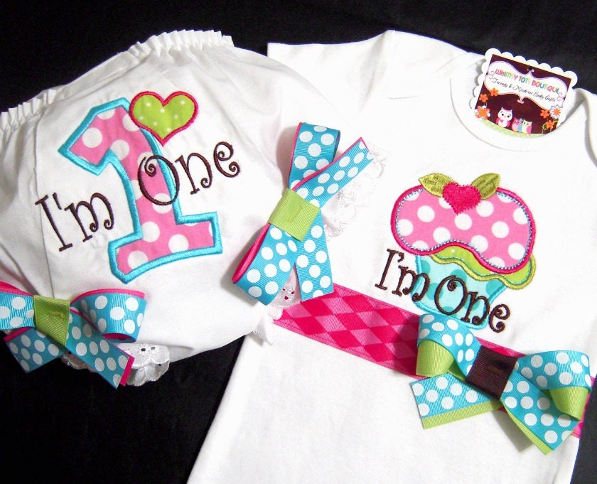 First Birthday Bloomers, Cupcake, Birthday Outfit, I'm One, Number One